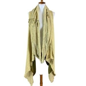 Luth Garde Boho Drape Shawl Wrap Textured Open Front‎ Artisanal Scarf Vest